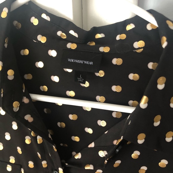 Who What Wear Polka Dot Button Down - Picture 2 of 4